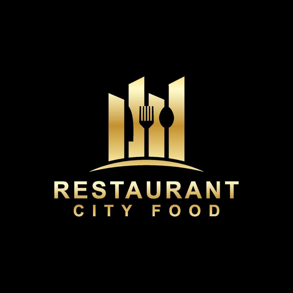 Restaurant Gebäude City Food Luxus-Logo-Design-Vektor-Vorlage vektor