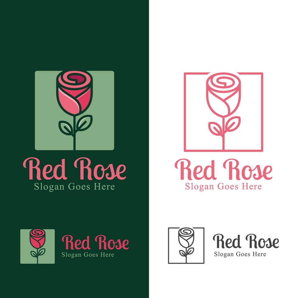 feminin röd ros logotyp för skönhet, kosmetika, yoga och spa, vektor mall
