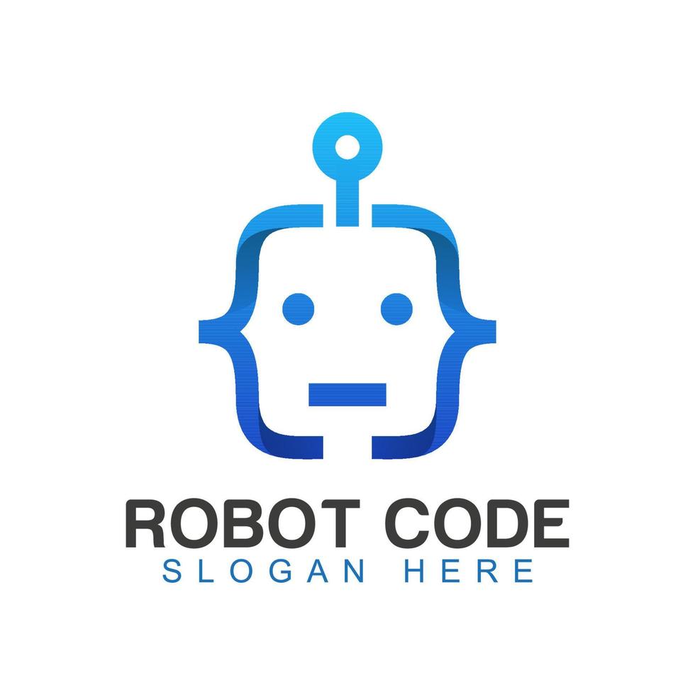 Robotercode-Logo zum Programmieren von einfachem Logo-Design vektor