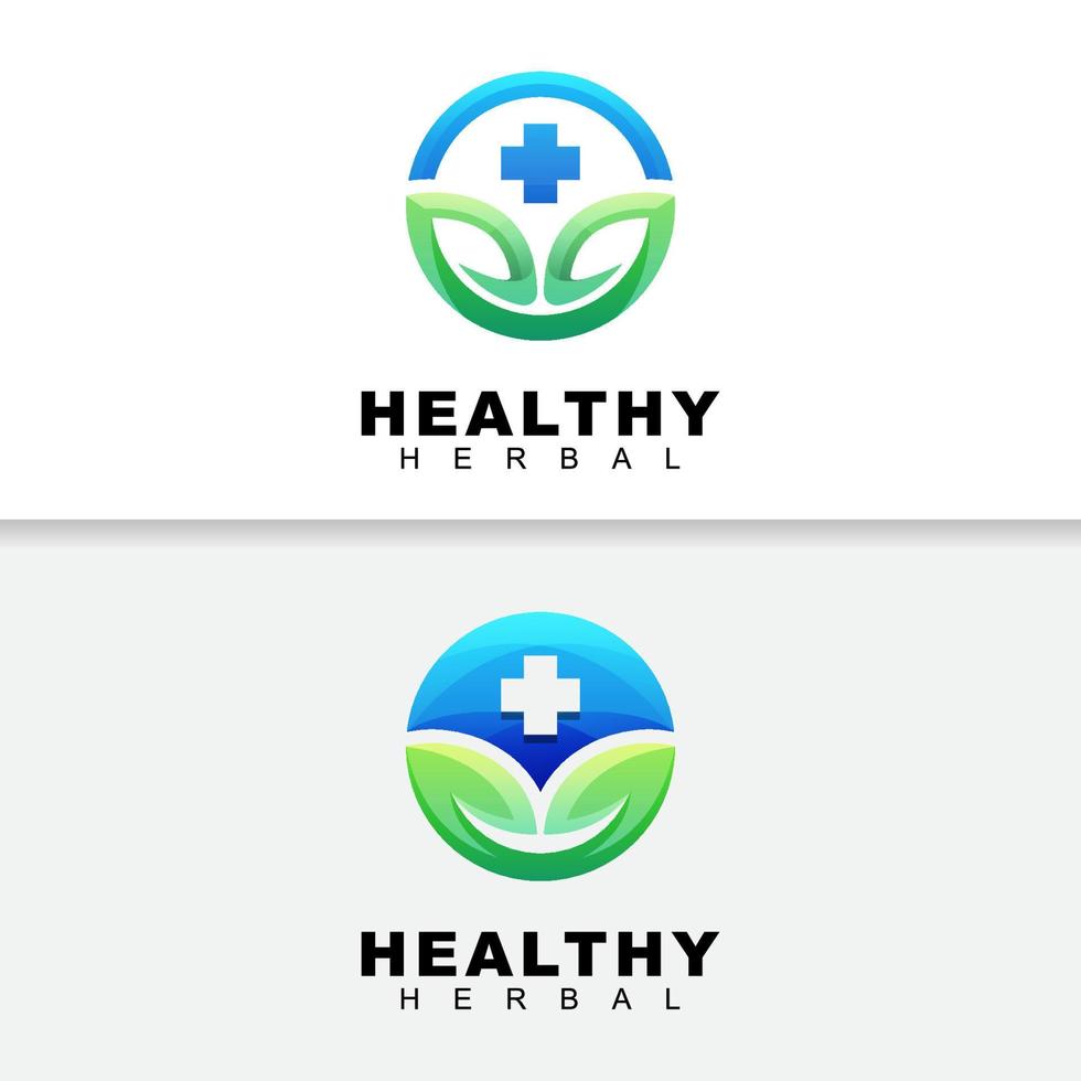 modern färg friska växtbaserade med blad logotyp, medicinsk växtbaserad logotyp design vektor mall