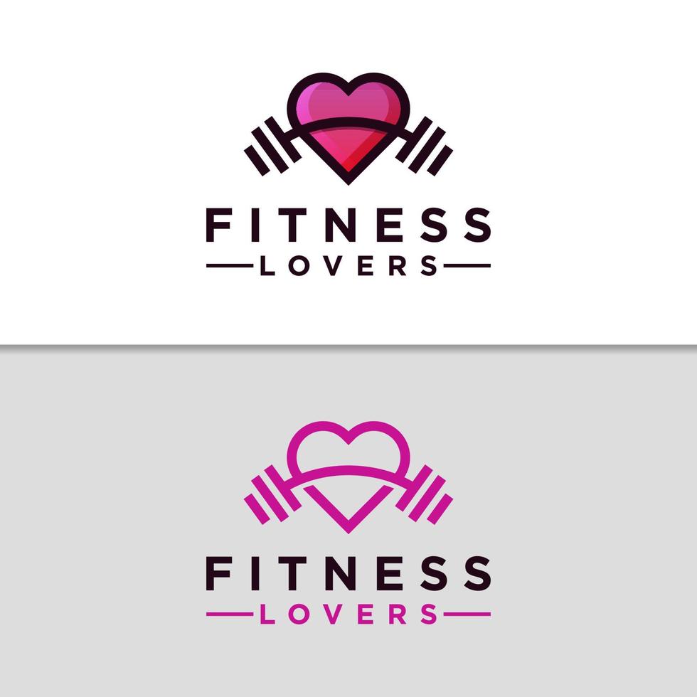 moderne Fitness-Liebe-Fitnessstudio-Logo-Design-Vektorvorlage vektor