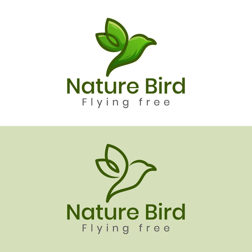 minimales logo der naturvogel- oder fliegenvogelfreiheit mit zwei versionen vektor