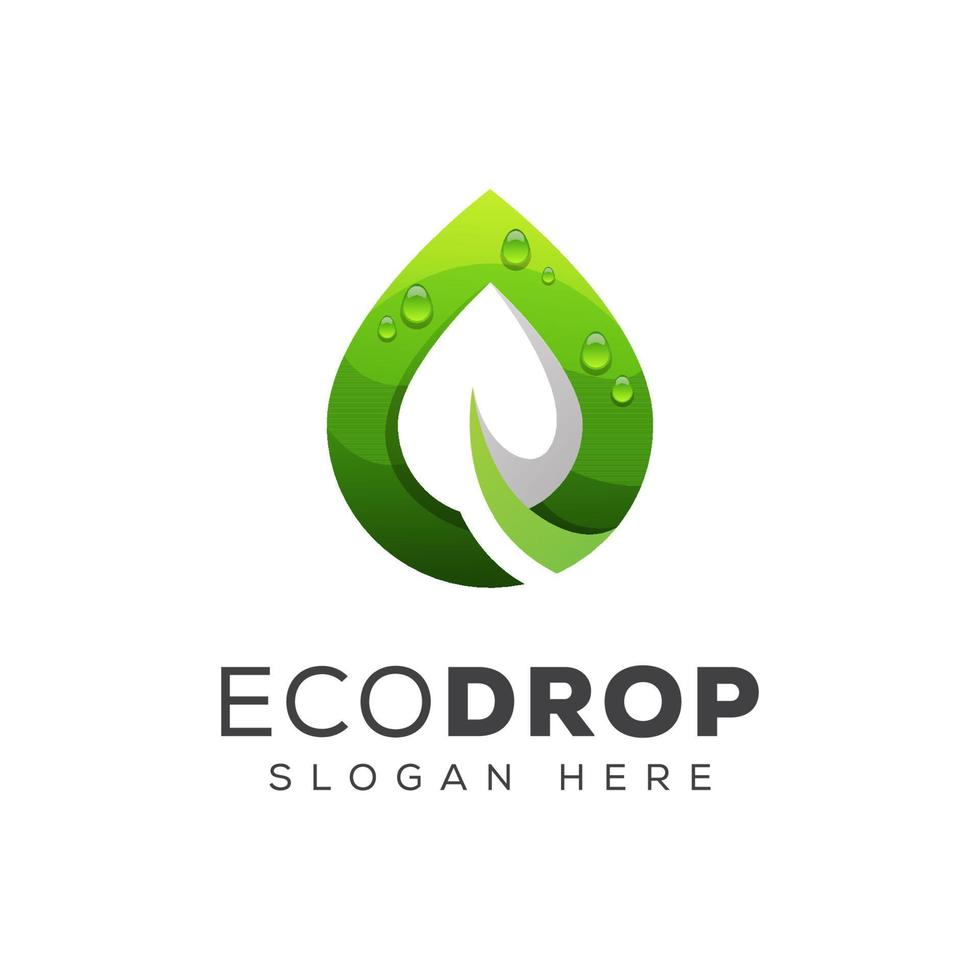 grön eco eller löv vatten droppe logotyp design vektor mall