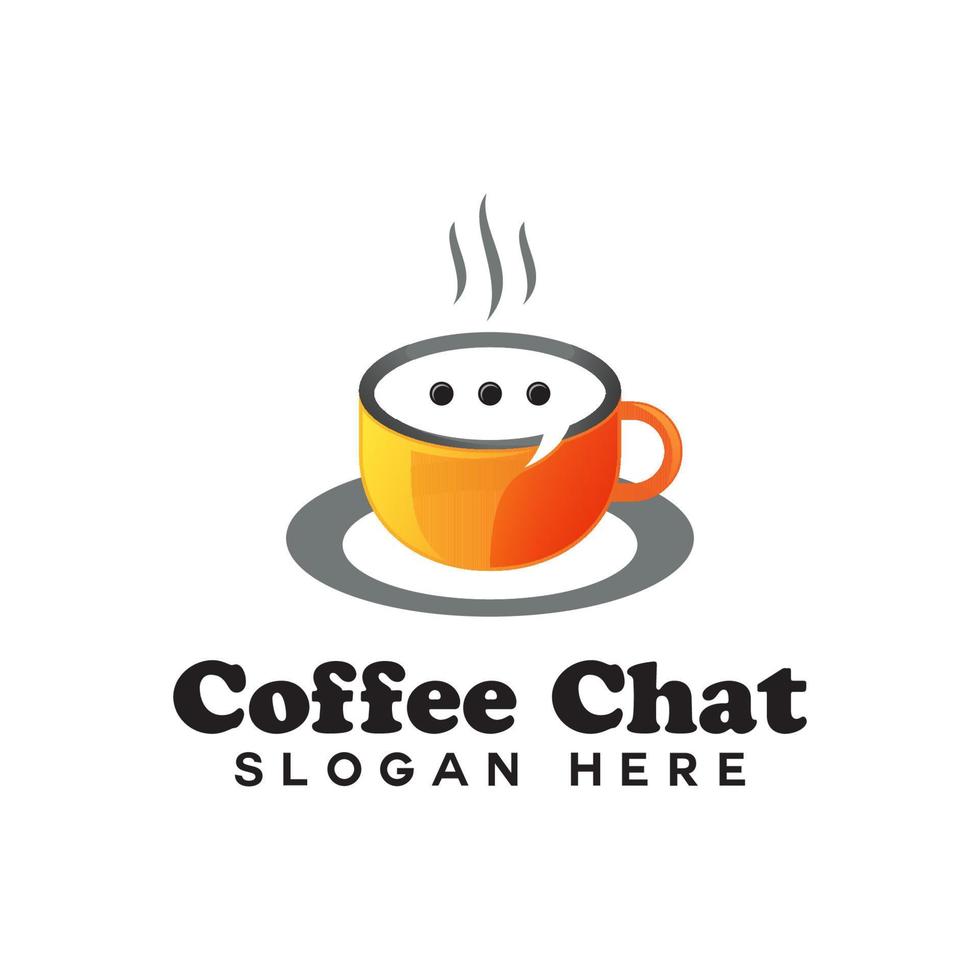 logotyp för dialogruta för kaffechattkonversation, logotyp för lutning för morgonkaffe vektor