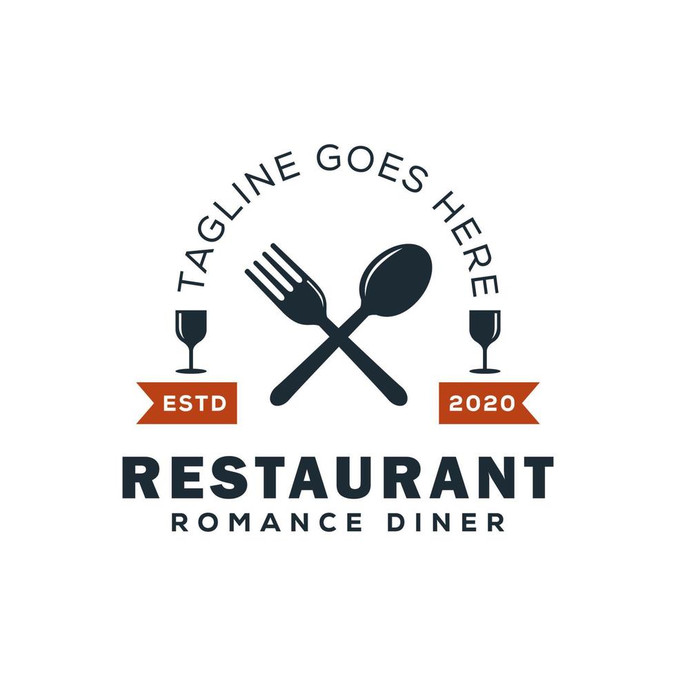 restaurang mat romantik middag logotyp design vektor