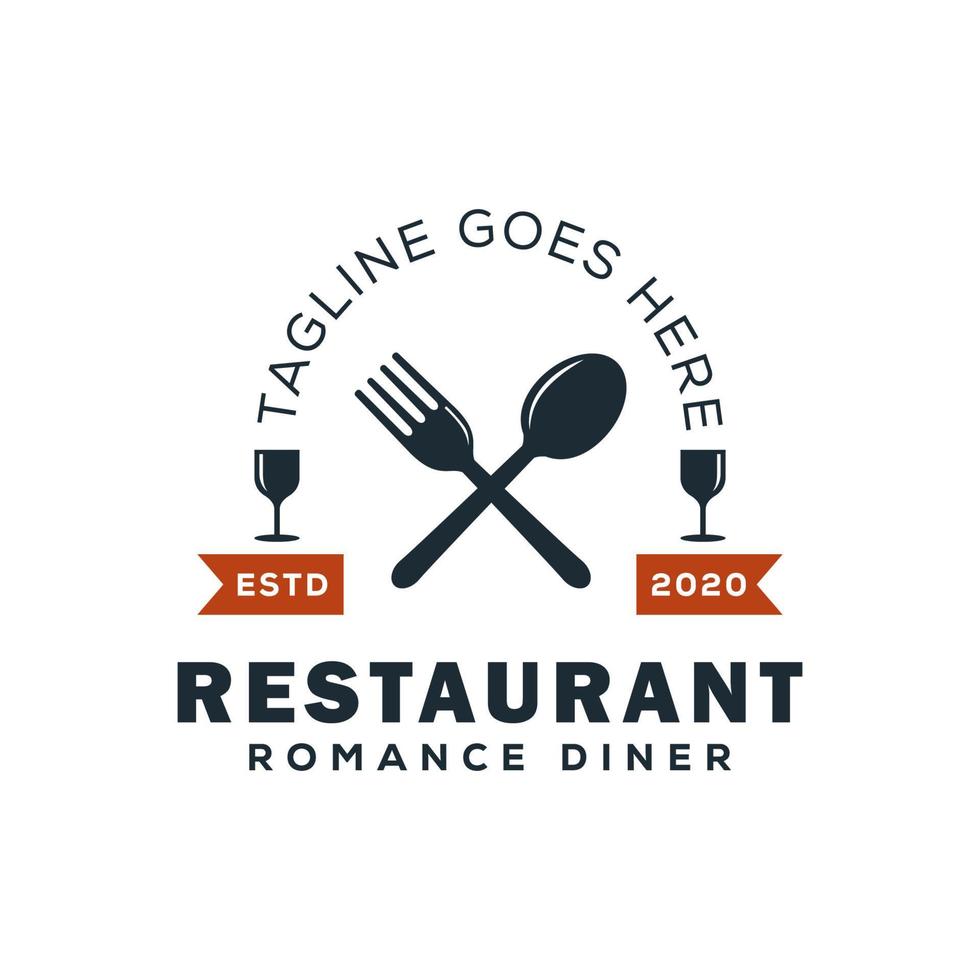 Restaurant Essen Romantik Abendessen Logo-Design vektor