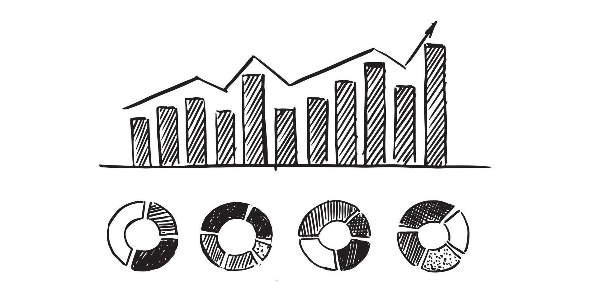 Symbole für Diagramme und Grafiken, von Hand gezeichnet. Vektor