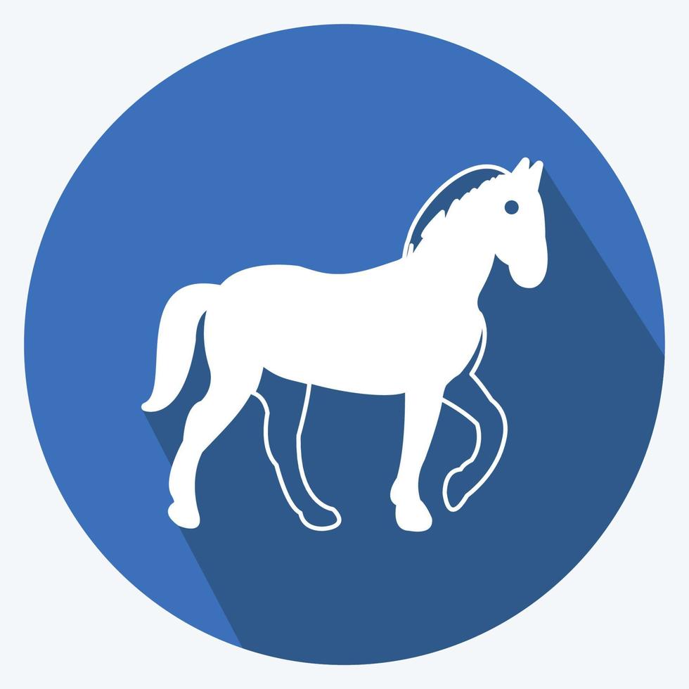 Symbol Pferd. geeignet für Tiersymbol. langer Schattenstil. einfaches Design editierbar. Design-Vorlagenvektor. einfache symbolabbildung vektor