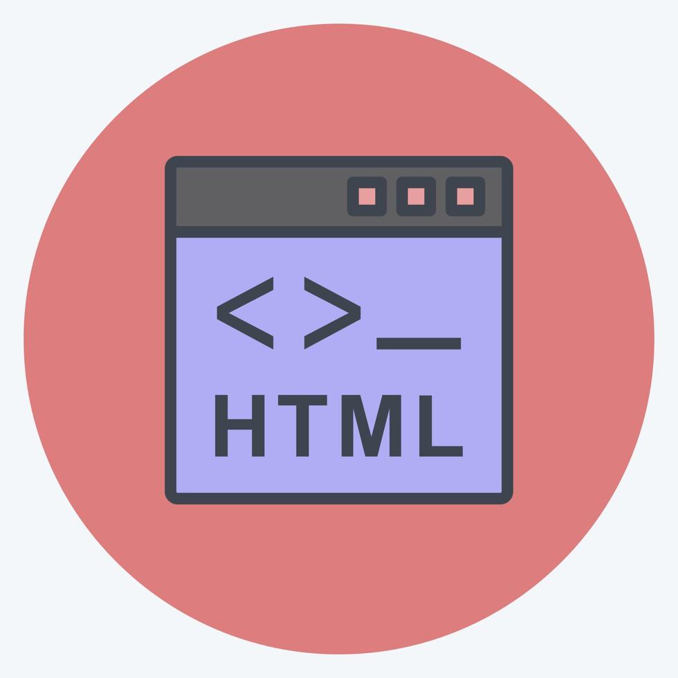 Symbol html. geeignet für Programmiersymbol. Farbe Mate-Stil. einfaches Design editierbar. Design-Vorlagenvektor. einfache symbolabbildung vektor