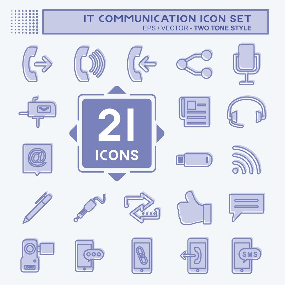 it-kommunikationssymbolsatz. geeignet für Bildungssymbol. zweifarbiger Stil. einfaches Design editierbar. Design-Vorlagenvektor. einfache symbolabbildung vektor