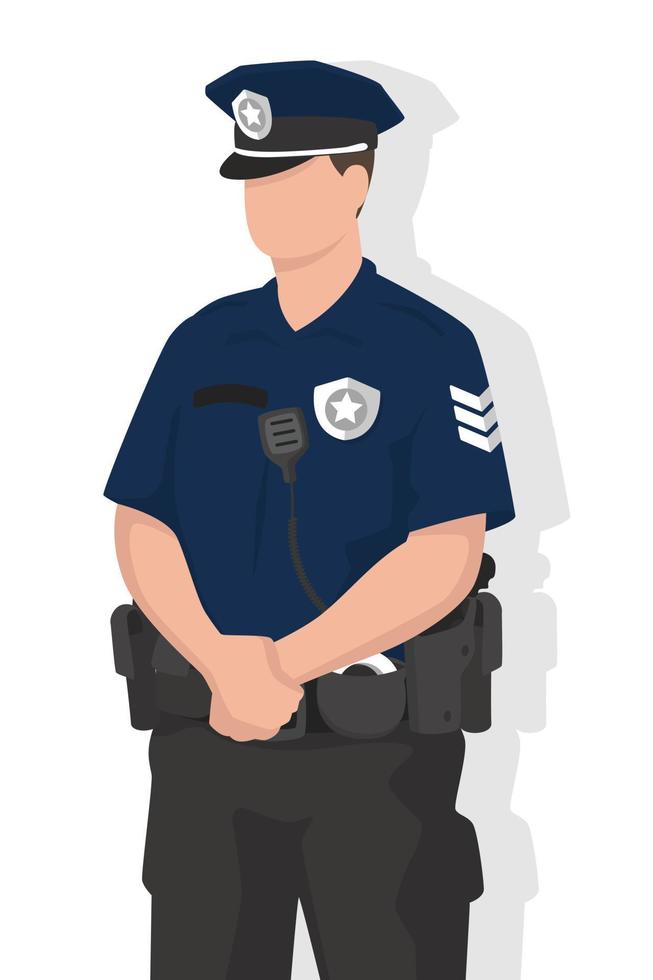 polisman i modern platt stil, enkla människor koncept på vit bakgrund. vektor
