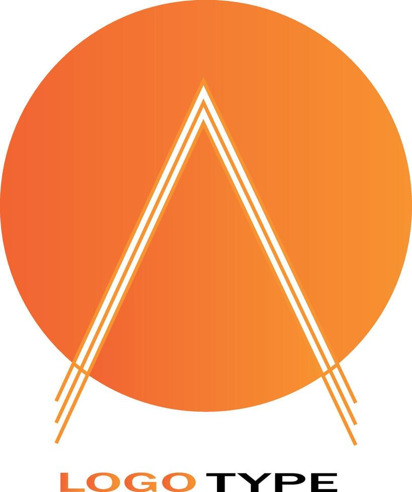 Firmenlogo mit orangefarbenem Kreis und Dreieck in der Mitte vektor