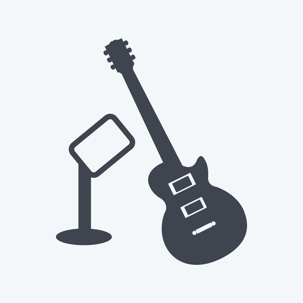 Icon-Gitarre und Mikrofon. geeignet für Partysymbol. Glyphen-Stil. einfaches Design editierbar. Design-Vorlagenvektor. einfache symbolabbildung vektor