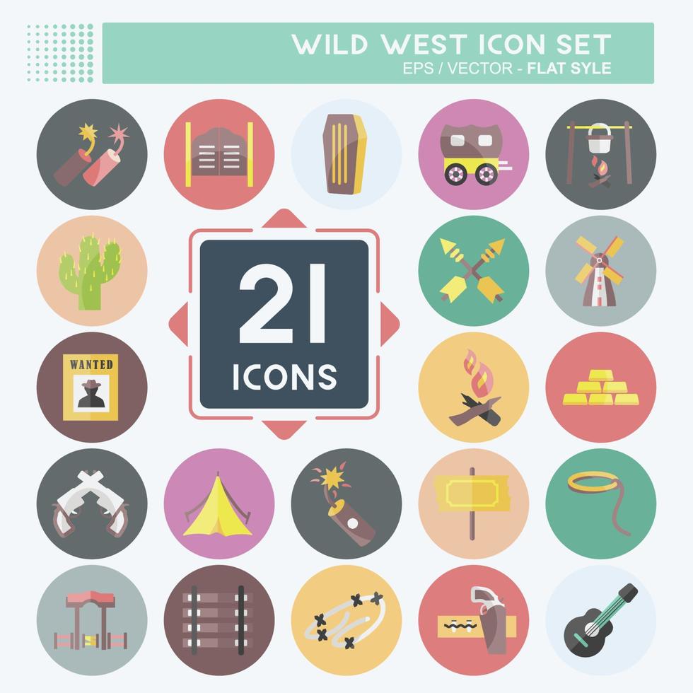 Wild-West-Icon-Set. geeignet für Bildungssymbol. flacher Stil. einfaches Design editierbar. Design-Vorlagenvektor. einfache symbolabbildung vektor