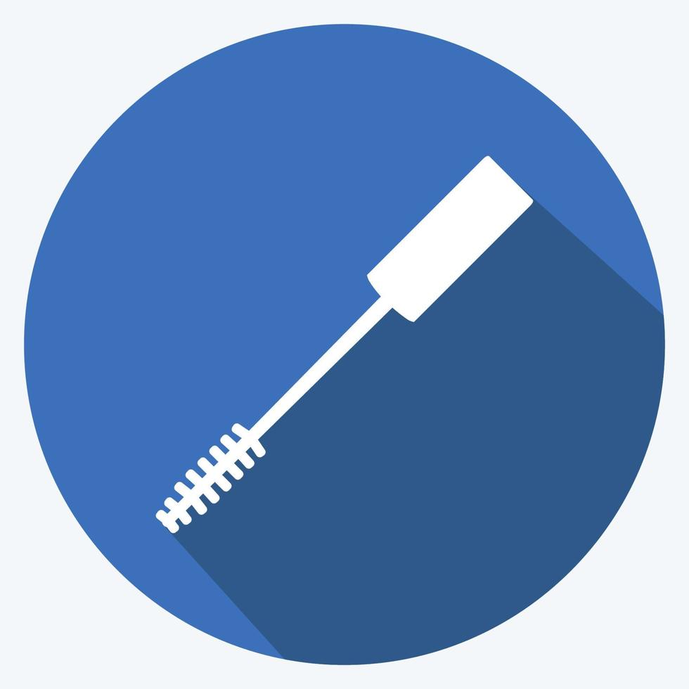 Icon Mascara-Bürste. geeignet für Schönheitspflegesymbol. langer Schattenstil. einfaches Design editierbar. Design-Vorlagenvektor. einfache symbolabbildung vektor