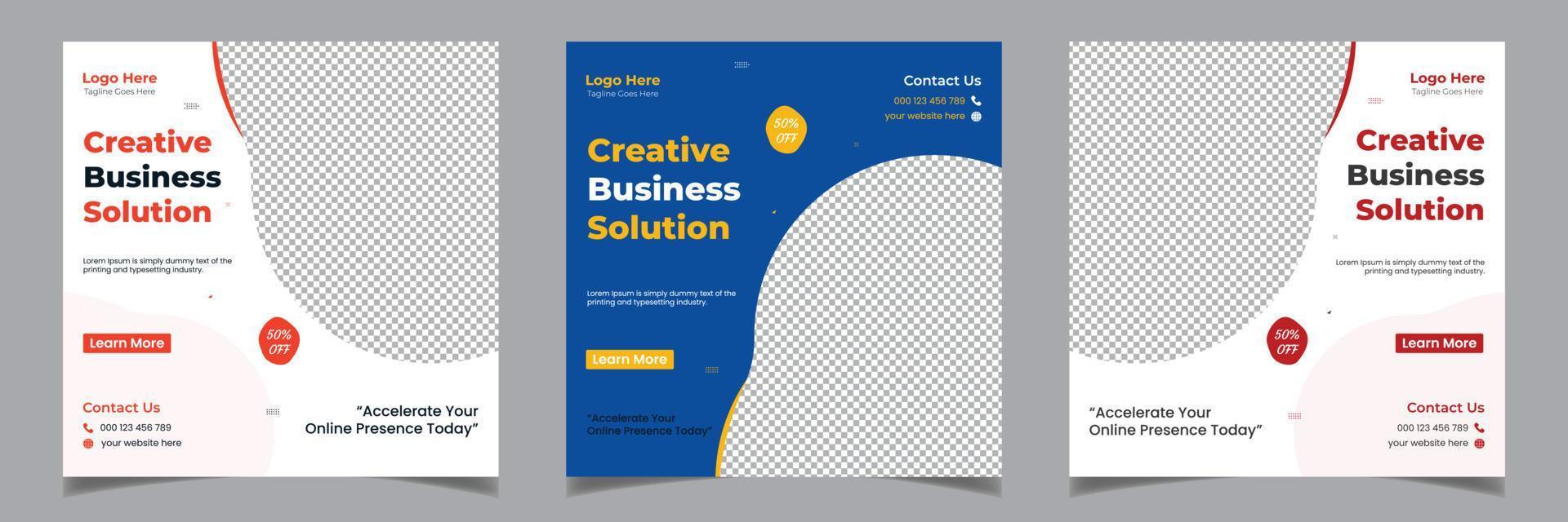 kreative marketinglösung unternehmensgeschäft quadrat flyer social media post vorlage designvorlage vektor
