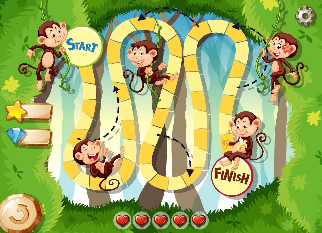 speldesign med apor i skogen vektor
