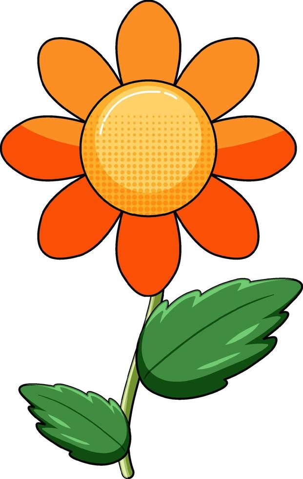 orange blomma med gröna blad vektor