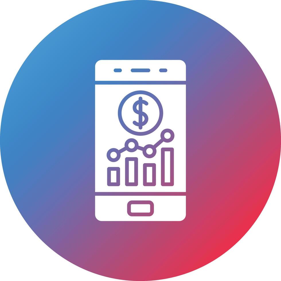mobil stapeldiagram glyf cirkel gradient bakgrundsikon vektor