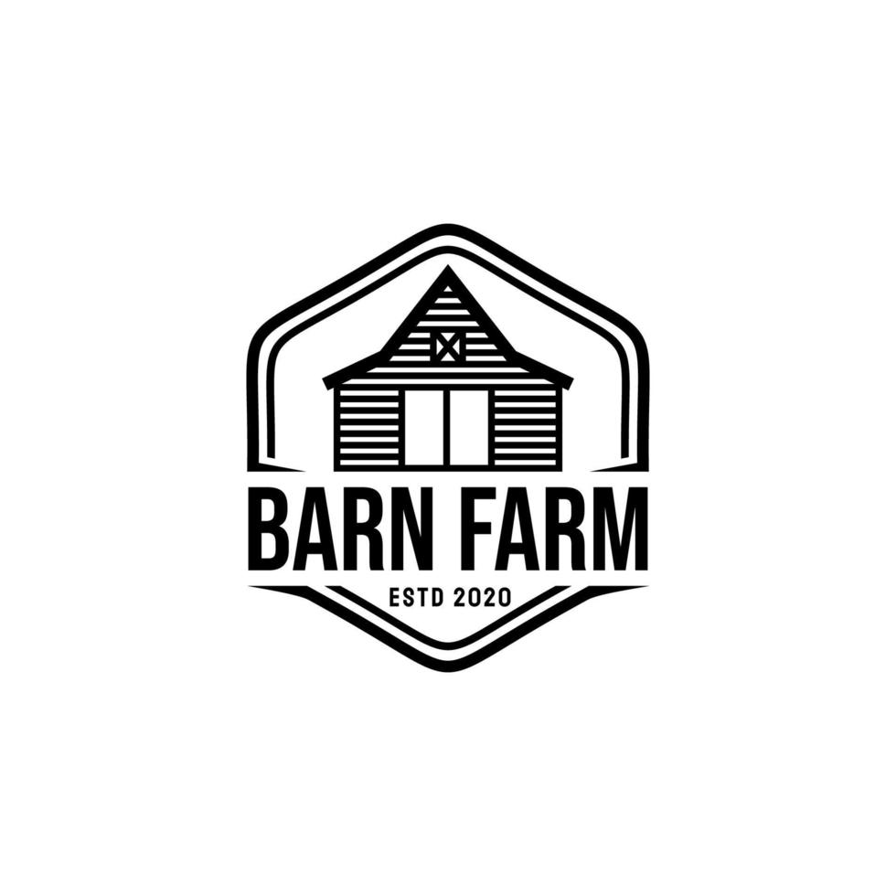 Retro minimalistisch Scheune Bauernhof Logo Design Bauernhaus Logo Landwirtschaft Vektor schwarzes Emblem