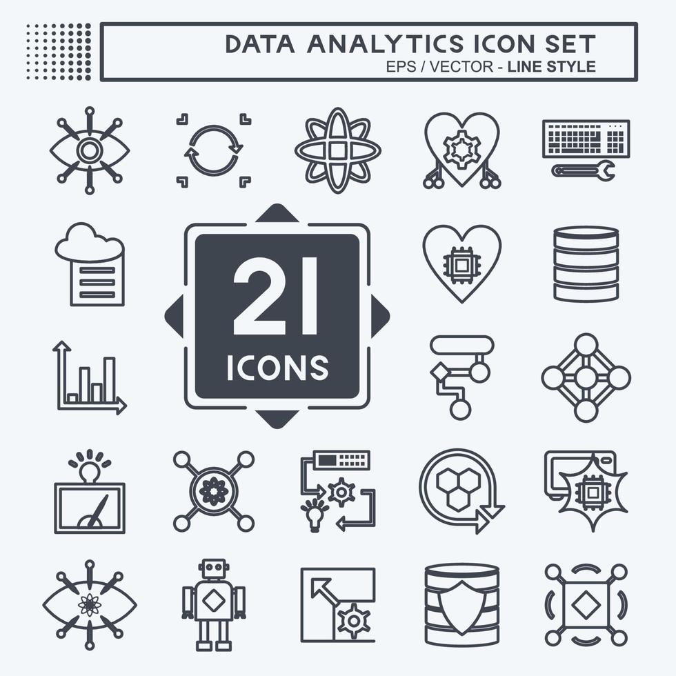 Symbolsatz für Datenanalyse. geeignet für Datenanalysesymbol. Linienstil. einfaches Design editierbar. Design-Vorlagenvektor. einfache symbolabbildung vektor