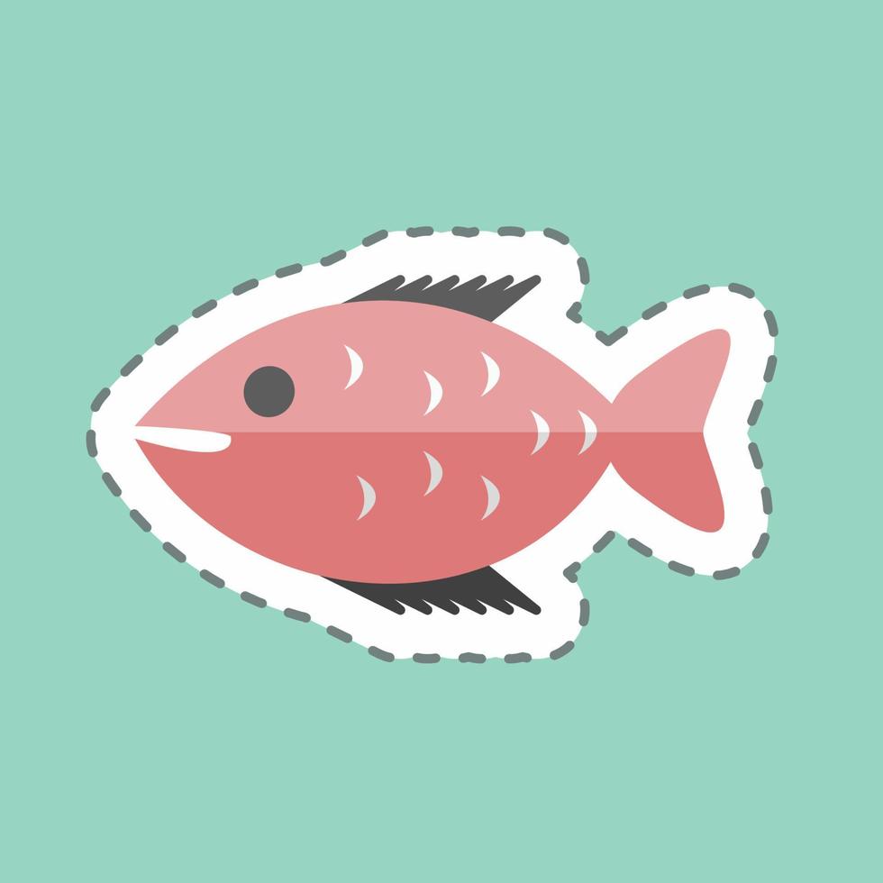 klistermärke linje skär fisk. lämplig för havssymbol. enkel design redigerbar. designmall vektor. enkel symbol illustration vektor