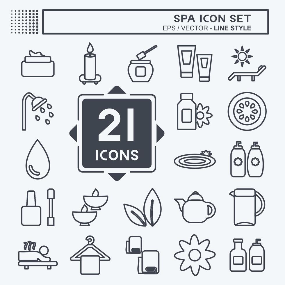 Spa-Icon-Set. geeignet für Spa-Symbol. Linienstil. einfaches Design editierbar. Design-Vorlagenvektor. einfache symbolabbildung vektor