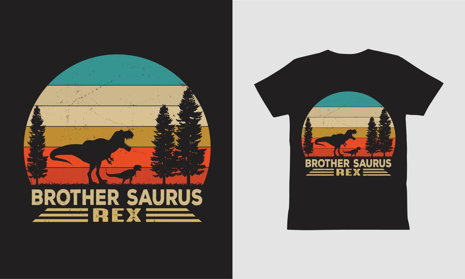 Bruder Saurus Rex-T-Shirt-Design. vektor