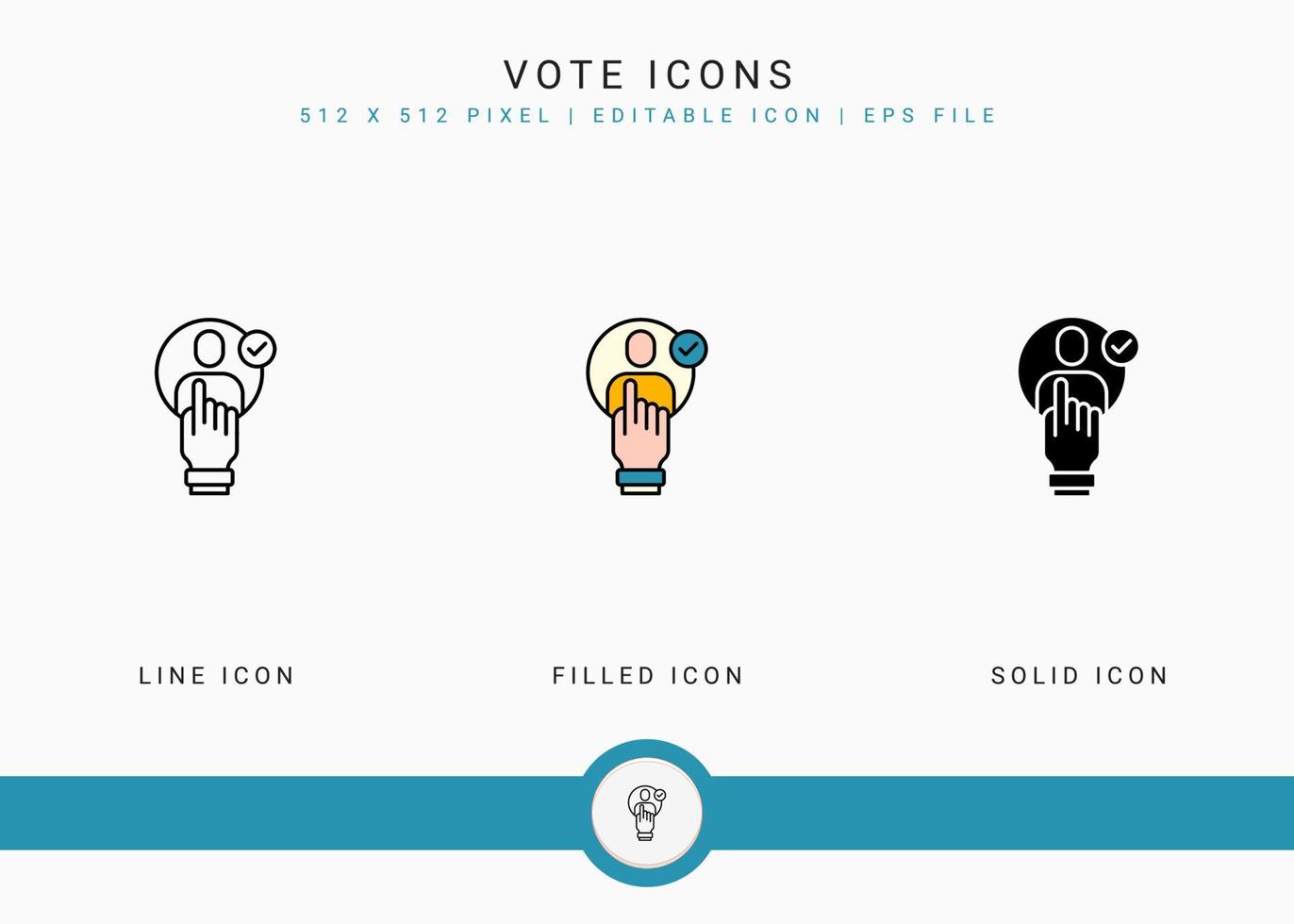 rösta ikoner som vektorillustration med solid ikon linje stil. regeringen offentliga val koncept. redigerbar streckikon på isolerad bakgrund för webbdesign, användargränssnitt och mobilapp vektor