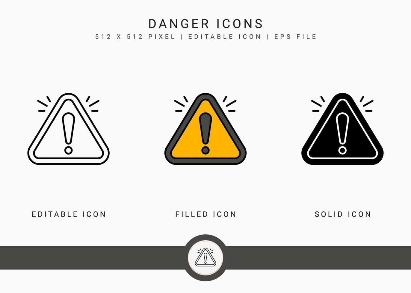 fara ikoner som vektor illustration med solid ikon linje stil. utropstecken varning koncept. redigerbar streckikon på isolerad bakgrund för webbdesign, användargränssnitt och mobilapplikation