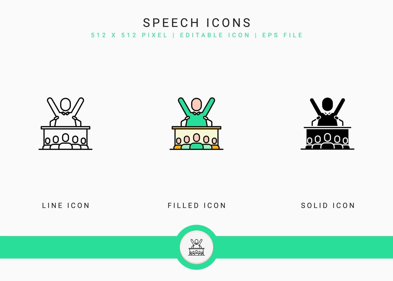 Sprachsymbole setzen Vektorillustration mit solidem Symbollinienstil. Konzept der öffentlichen Wahlen der Regierung. editierbares Strichsymbol auf isoliertem Hintergrund für Webdesign, Benutzeroberfläche und mobile App vektor