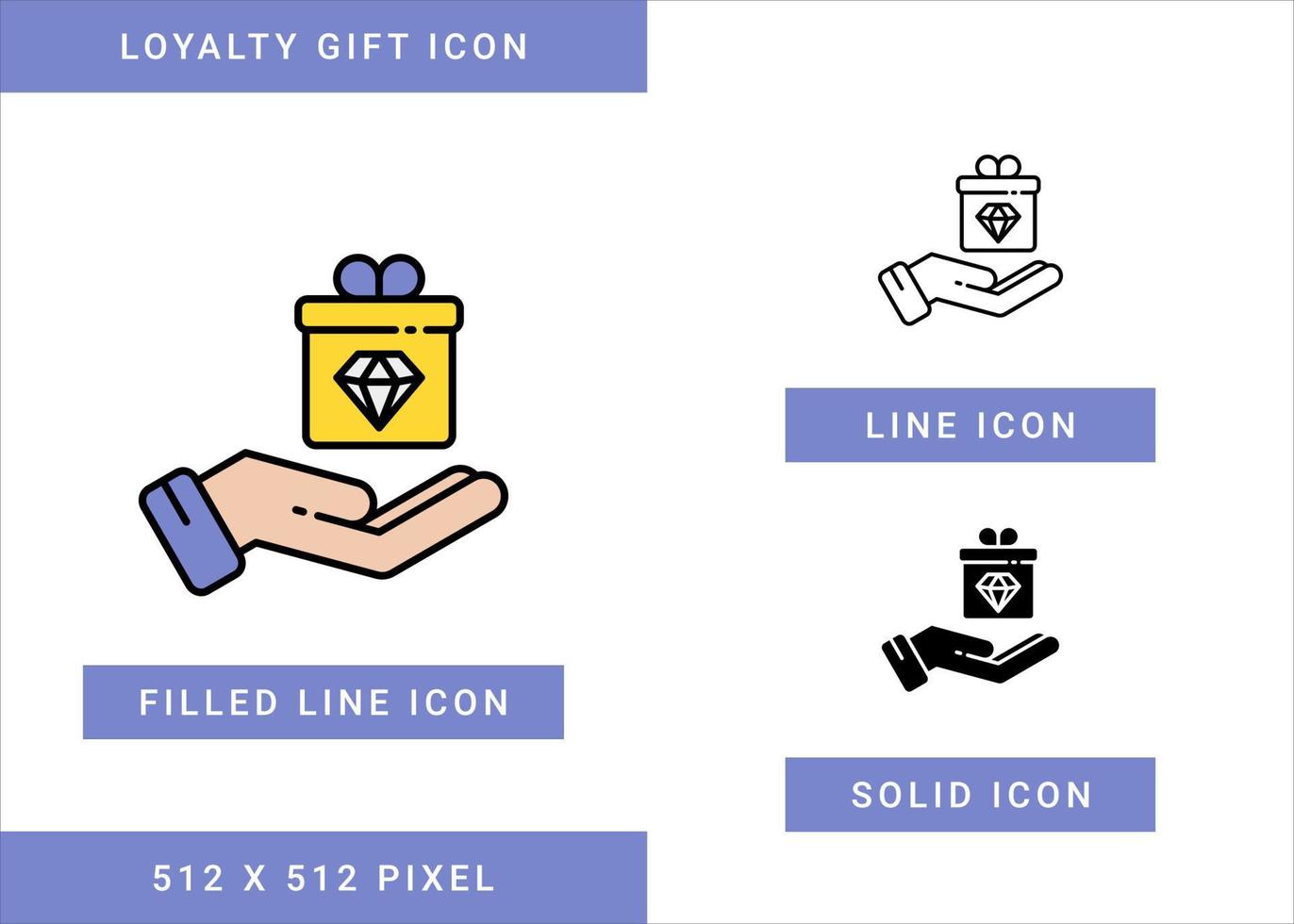 Loyalitätsgeschenkikonen stellten Vektorillustration mit solidem Symbollinienstil ein. spezielles Mitgliedspreissymbol. editierbares Strichsymbol auf isoliertem Hintergrund für Webdesign, Benutzeroberfläche und mobile App vektor