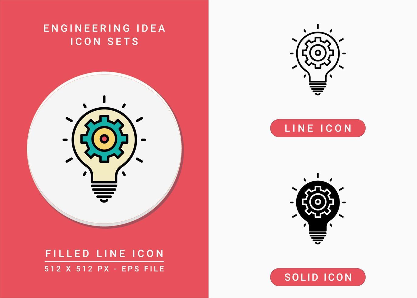 teknisk idé ikoner set vektor illustration med solid ikon linje stil. redskap och glödlampa symbol. redigerbar streckikon på isolerad bakgrund för webbdesign, användargränssnitt och mobilapp