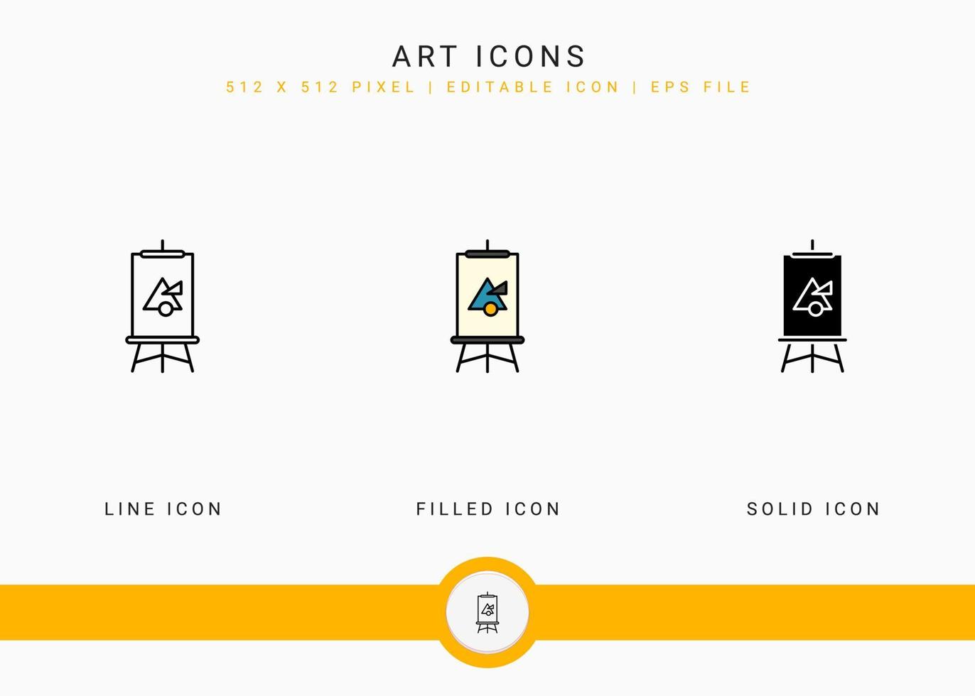 konst ikoner som vektor illustration med solid ikon linje stil. färgpalett designkoncept. redigerbar streckikon på isolerad bakgrund för webbdesign, användargränssnitt och mobilapplikation
