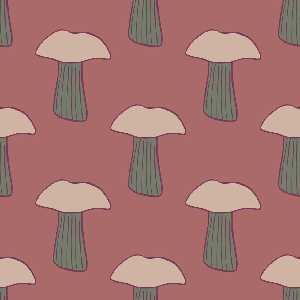 seamless mönster med svamp. bakgrund av skog höst grönsak i doodle stil. vektor
