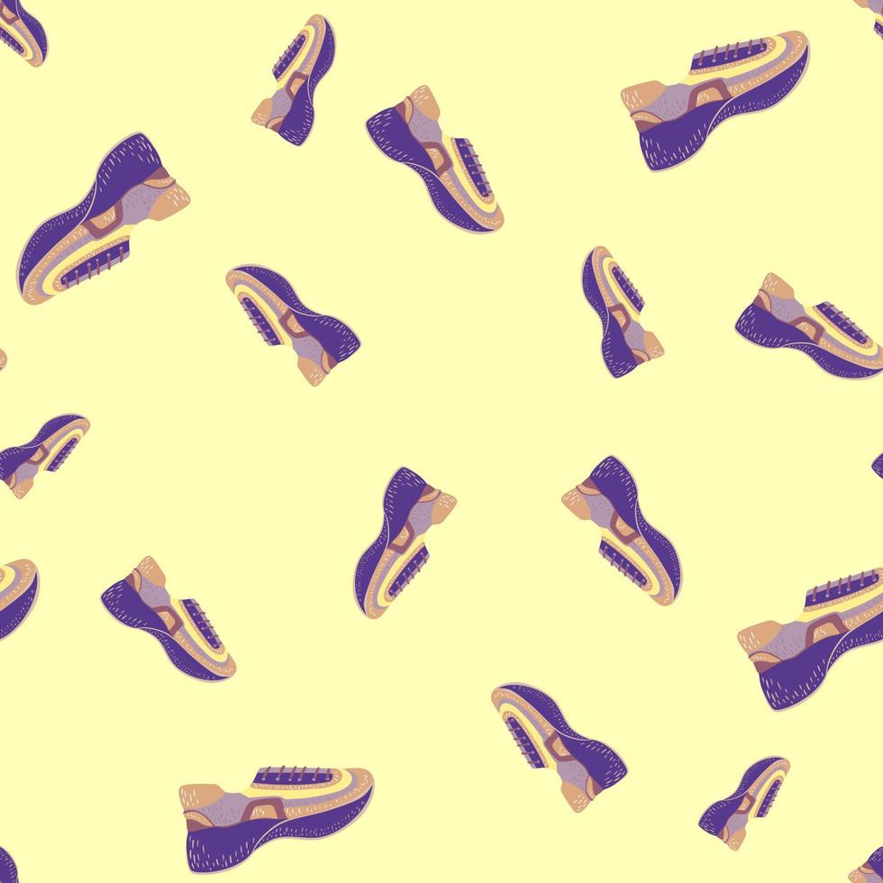 nahtloses Muster mit modernen Turnschuhen. Hintergrund mit Schuhen für einen aktiven Lebensstil im Doodle-Stil. vektor