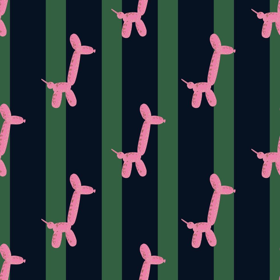 sömlösa mönster ballonghundar. bakgrund av cirkus bubbla djur i doodle stil. vektor