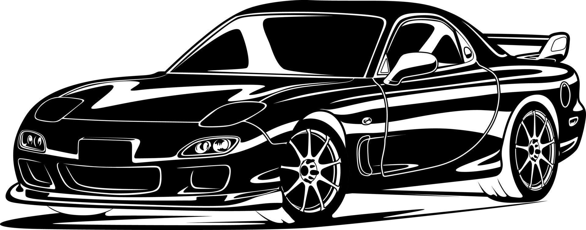 svart och vit bil vektorillustration för konceptuell design vektor