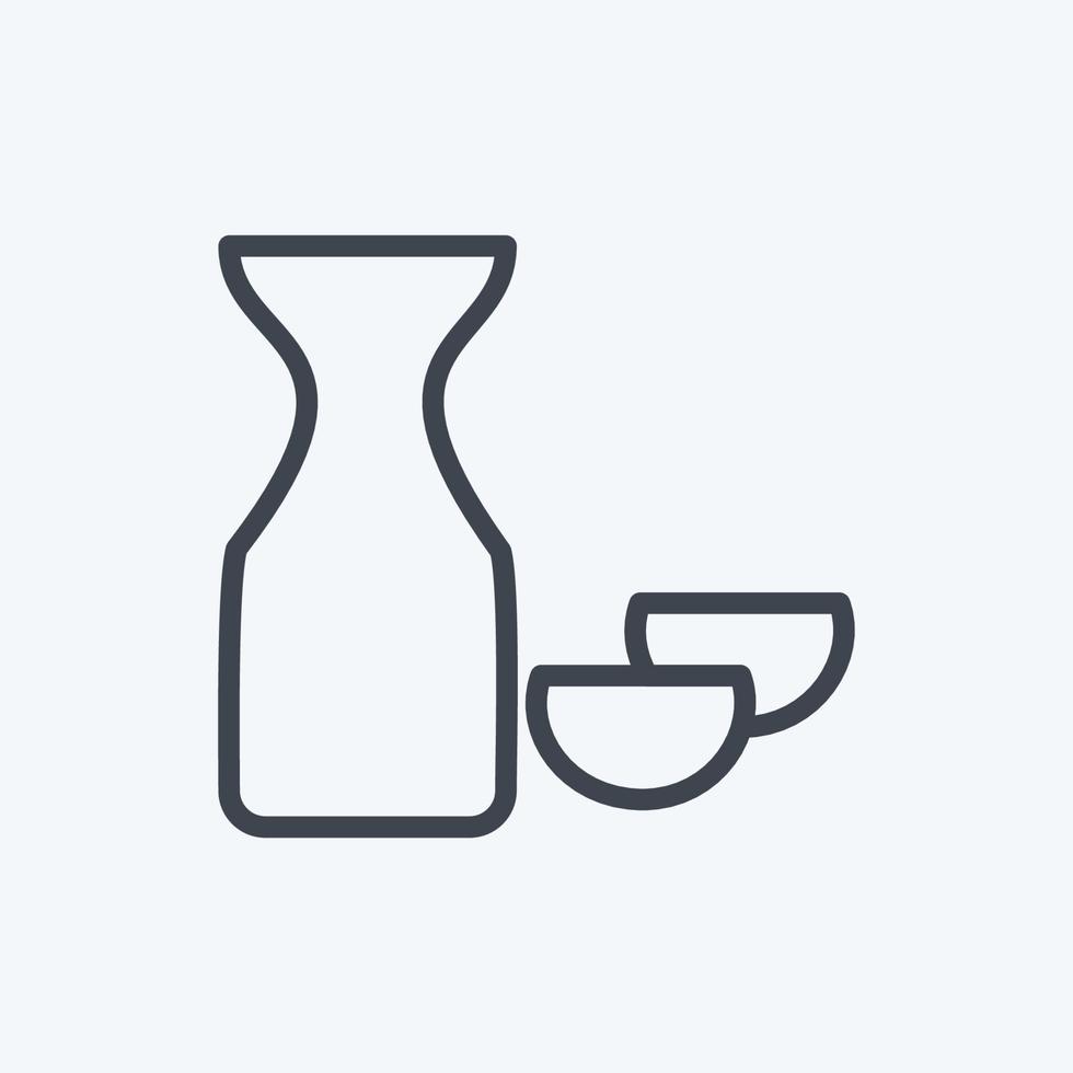 Icon Reiswein Sake. geeignet für Getränkesymbol. Linienstil. einfaches Design editierbar. Design-Vorlagenvektor. einfache symbolabbildung vektor