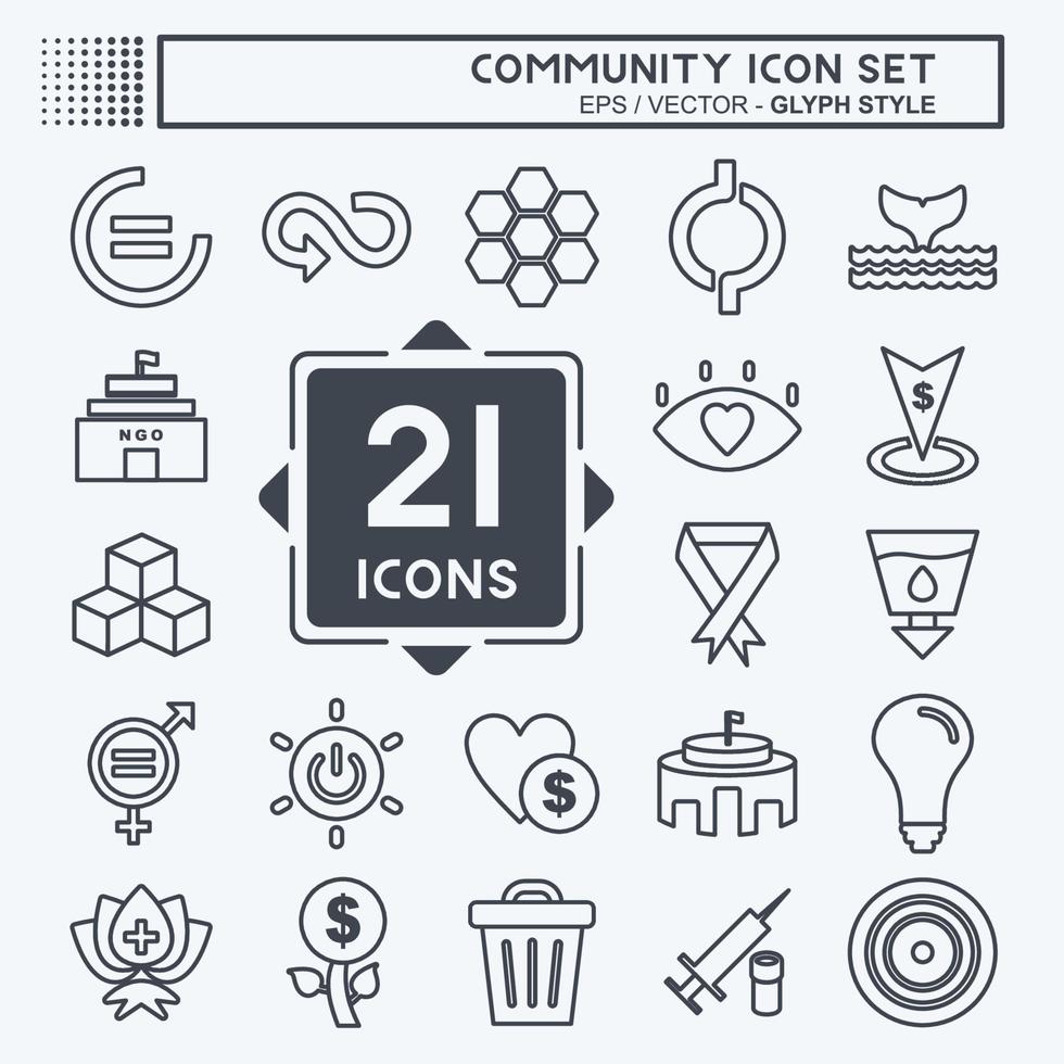 Community-Icon-Set. geeignet für Bildungssymbol. Linienstil. einfaches Design editierbar. Design-Vorlagenvektor. einfache symbolabbildung vektor
