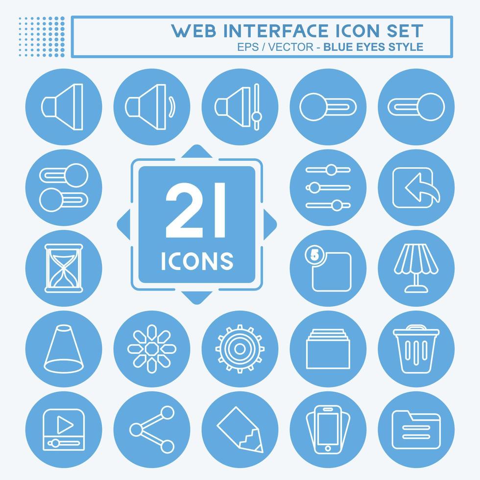 Web-Interface-Icon-Set. geeignet für Web-Interface-Symbol. blaue augen stil. einfaches Design editierbar. Design-Vorlagenvektor. einfache symbolabbildung vektor