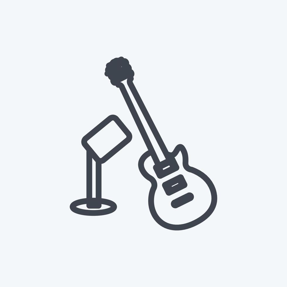 Icon-Gitarre und Mikrofon. geeignet für Partysymbol. Linienstil. einfaches Design editierbar. Design-Vorlagenvektor. einfache symbolabbildung vektor