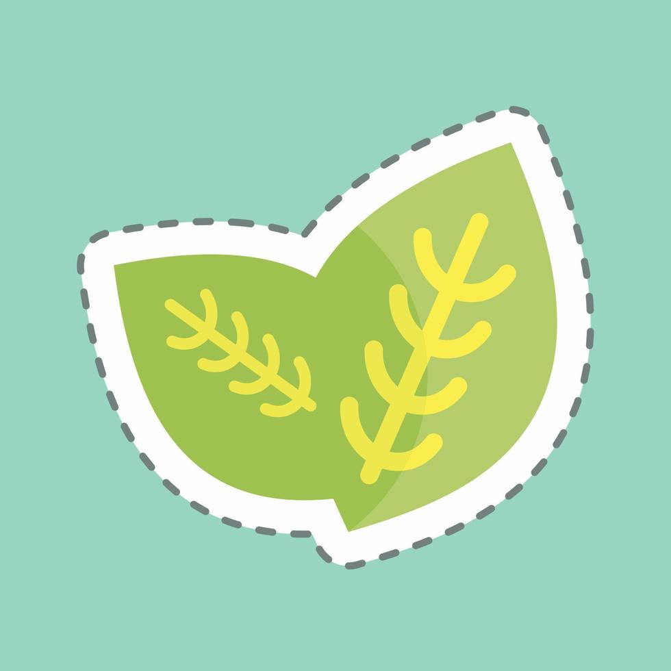 klistermärke linje skär grönmynta. lämplig för frukt och grönsaker symbol. enkel design redigerbar. design mall vektor. enkel symbol illustration vektor