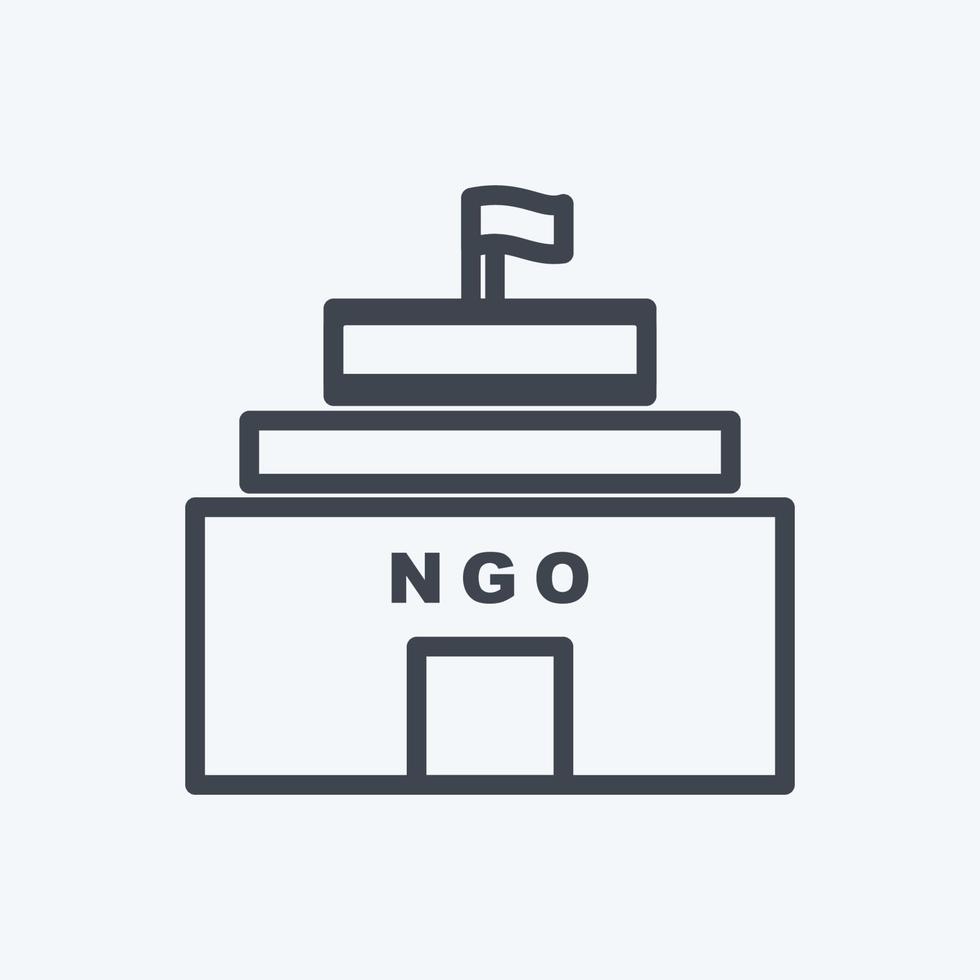 Icon NGO-Gebäude. geeignet für Gemeinschaftssymbol. Linienstil. einfaches Design editierbar. Design-Vorlagenvektor. einfache symbolabbildung vektor