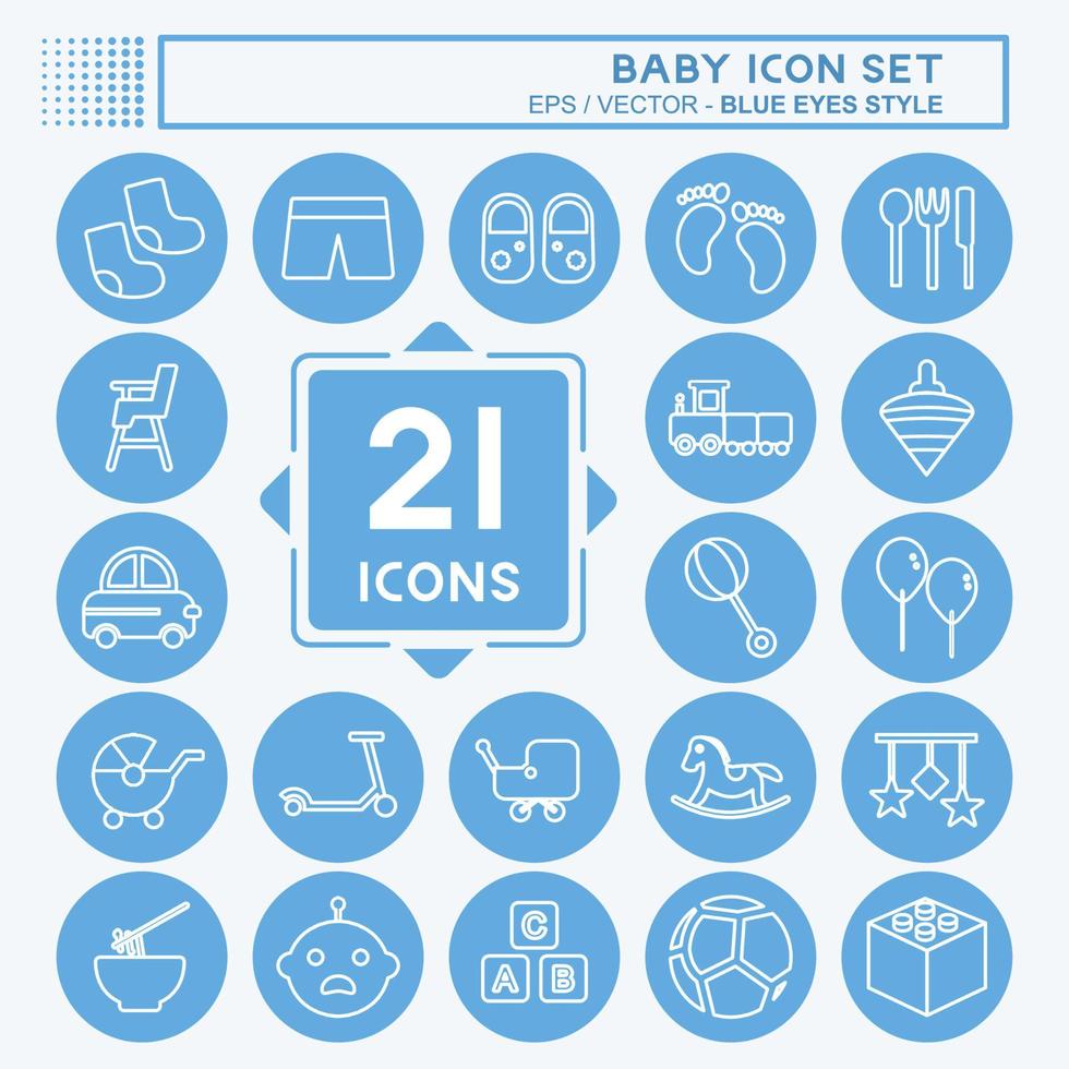 Baby-Icon-Set. geeignet für Bildungssymbol. blaue augen stil. einfaches Design editierbar. Design-Vorlagenvektor. einfache symbolabbildung vektor