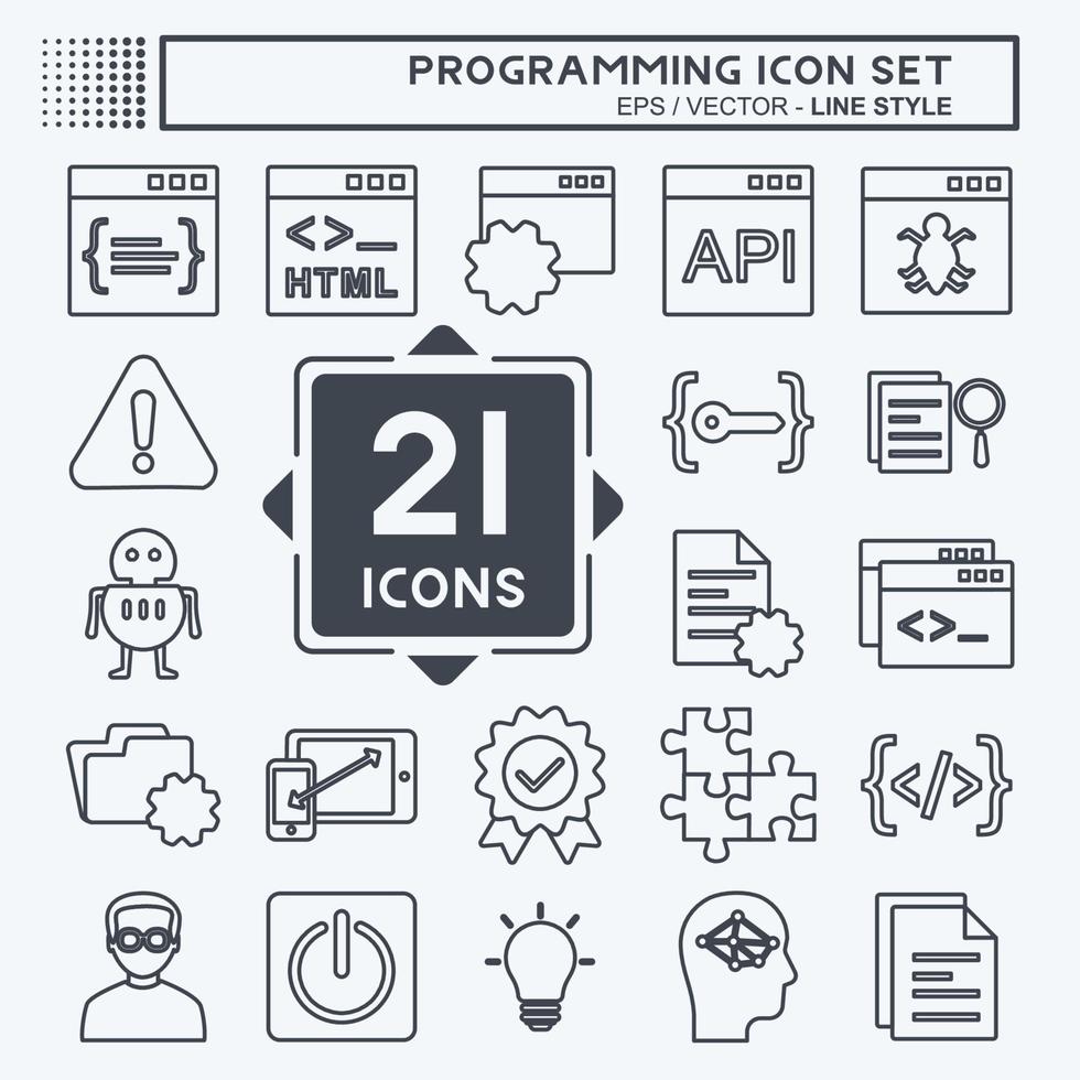 Symbolsatz für die Programmierung. geeignet für Programmiersymbol. Linienstil. einfaches Design editierbar. Design-Vorlagenvektor. einfache symbolabbildung vektor