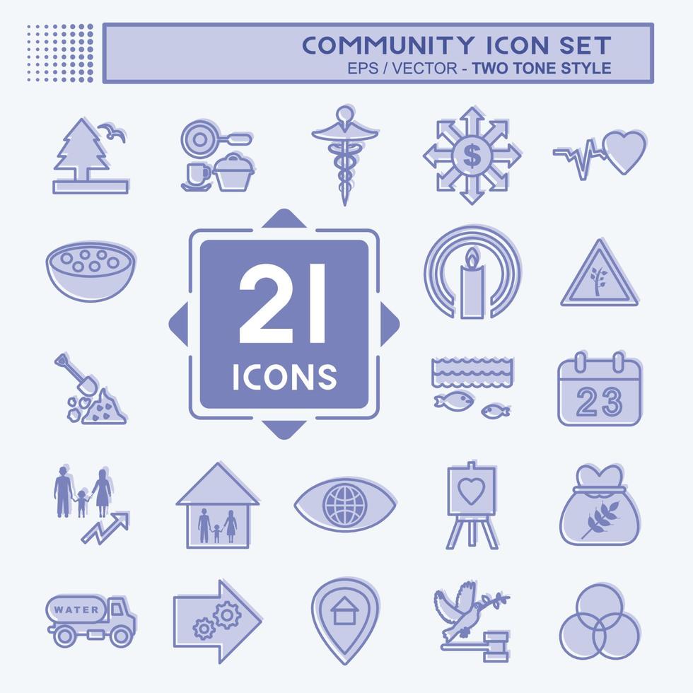 Community-Icon-Set. geeignet für Bildungssymbol. zweifarbiger Stil. einfaches Design editierbar. Design-Vorlagenvektor. einfache symbolabbildung vektor