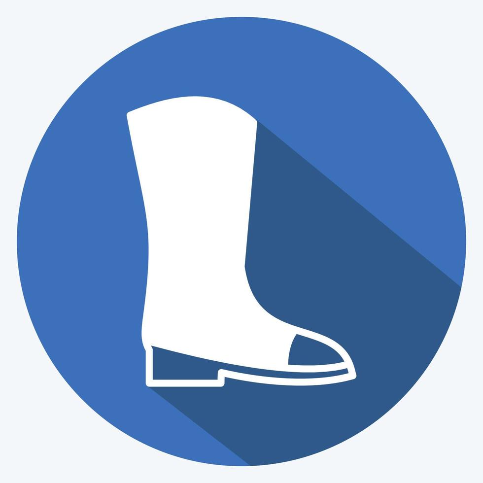 Icon lange Stiefel. geeignet für Frühlingssymbol. langer Schattenstil. einfaches Design editierbar. Design-Vorlagenvektor. einfache symbolabbildung vektor