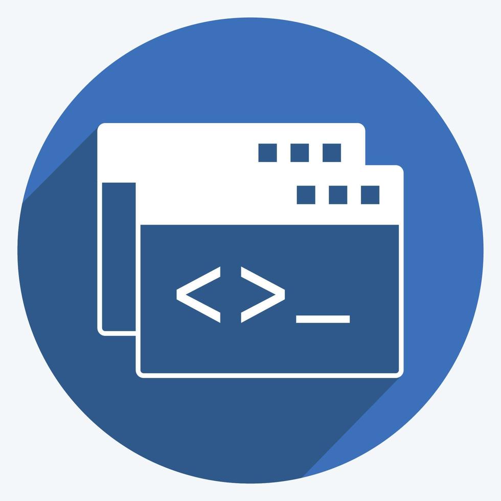 Symbol benutzerdefinierte Codierung. geeignet für Programmiersymbol. langer Schattenstil. einfaches Design editierbar. Design-Vorlagenvektor. einfache symbolabbildung vektor