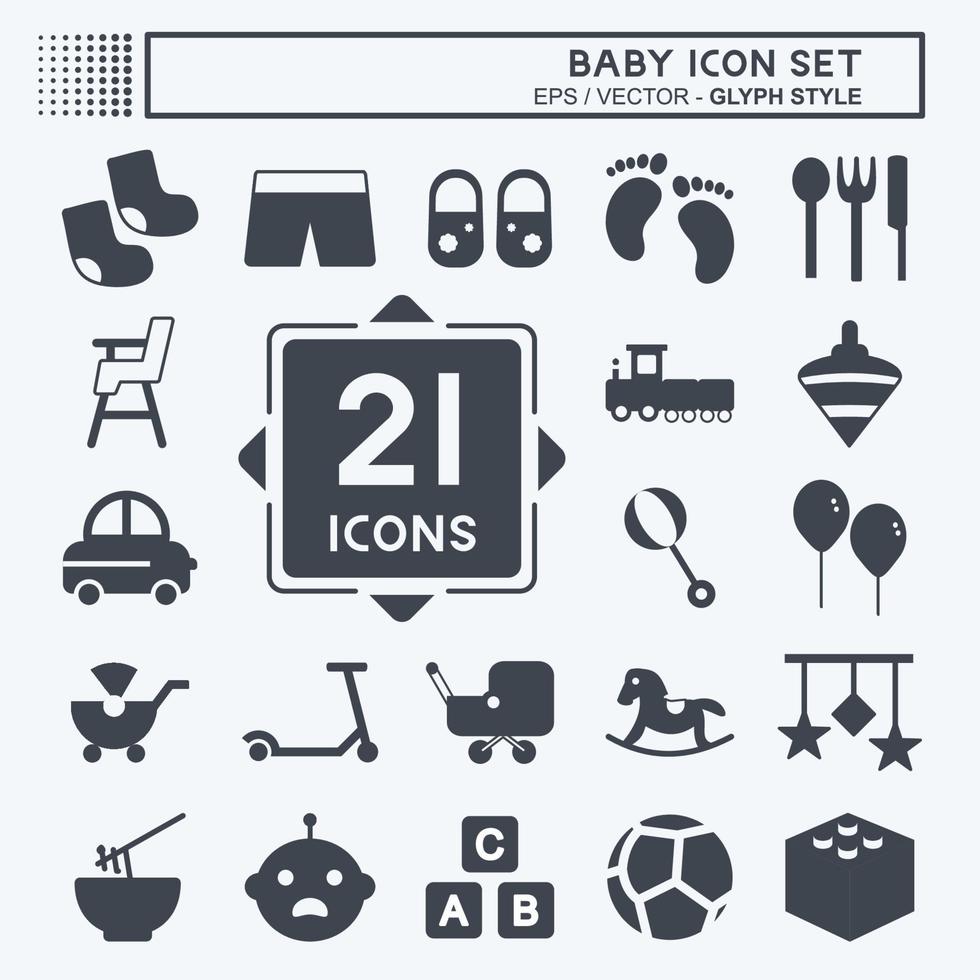 Baby-Icon-Set. geeignet für Bildungssymbol. Glyphen-Stil. einfaches Design editierbar. Design-Vorlagenvektor. einfache symbolabbildung vektor